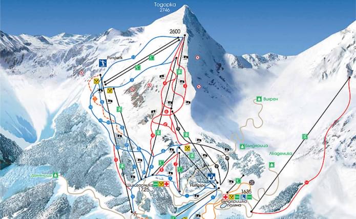 Карта горнолыжных спусков в Банско